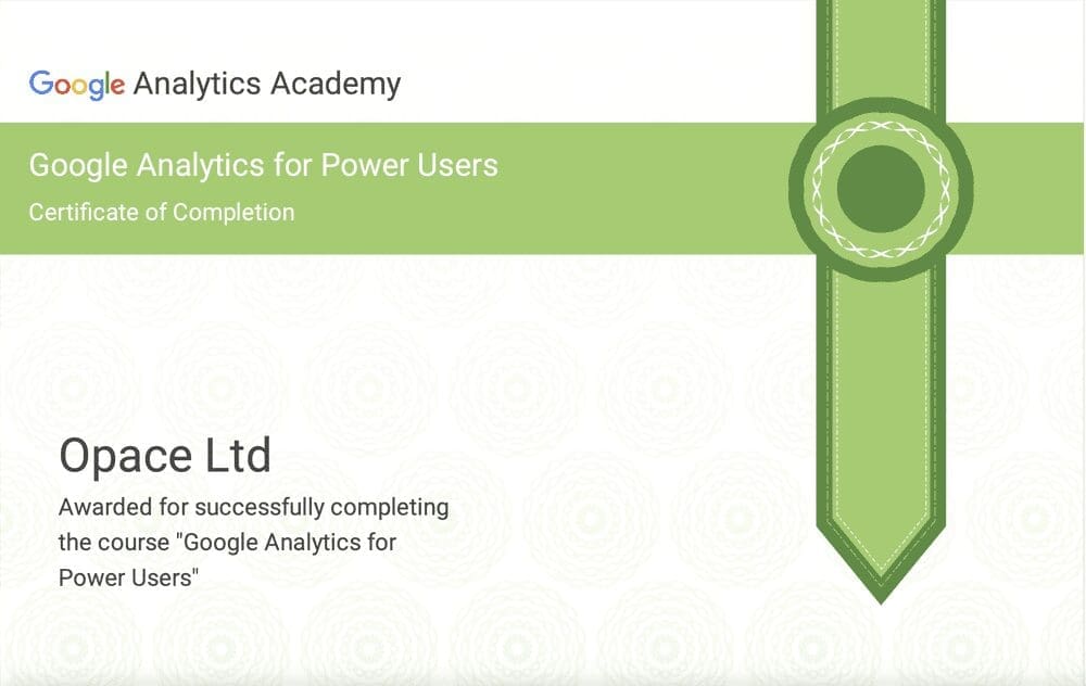 Google Analytics Power User certification